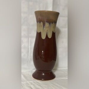 Elegant Brown and Cream Drip Glaze Vase